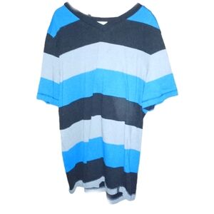 Striped Blue and Black Knit Top